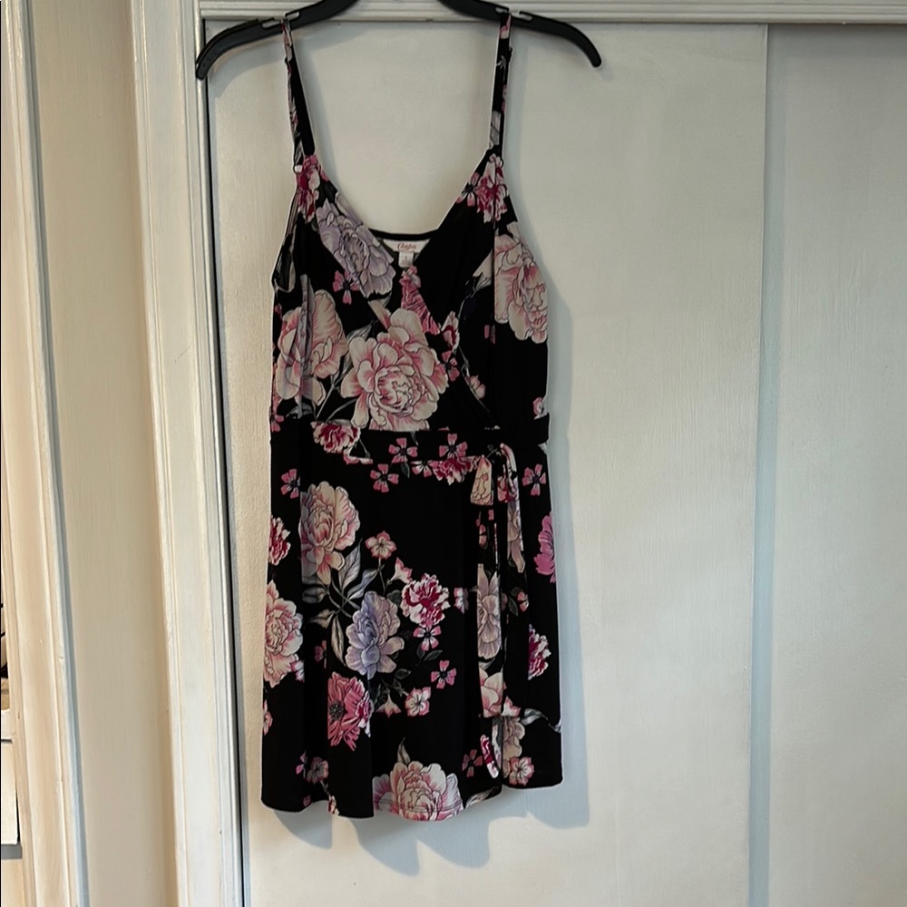 Candie's Black Dress with Pink and Purple Floral Design
